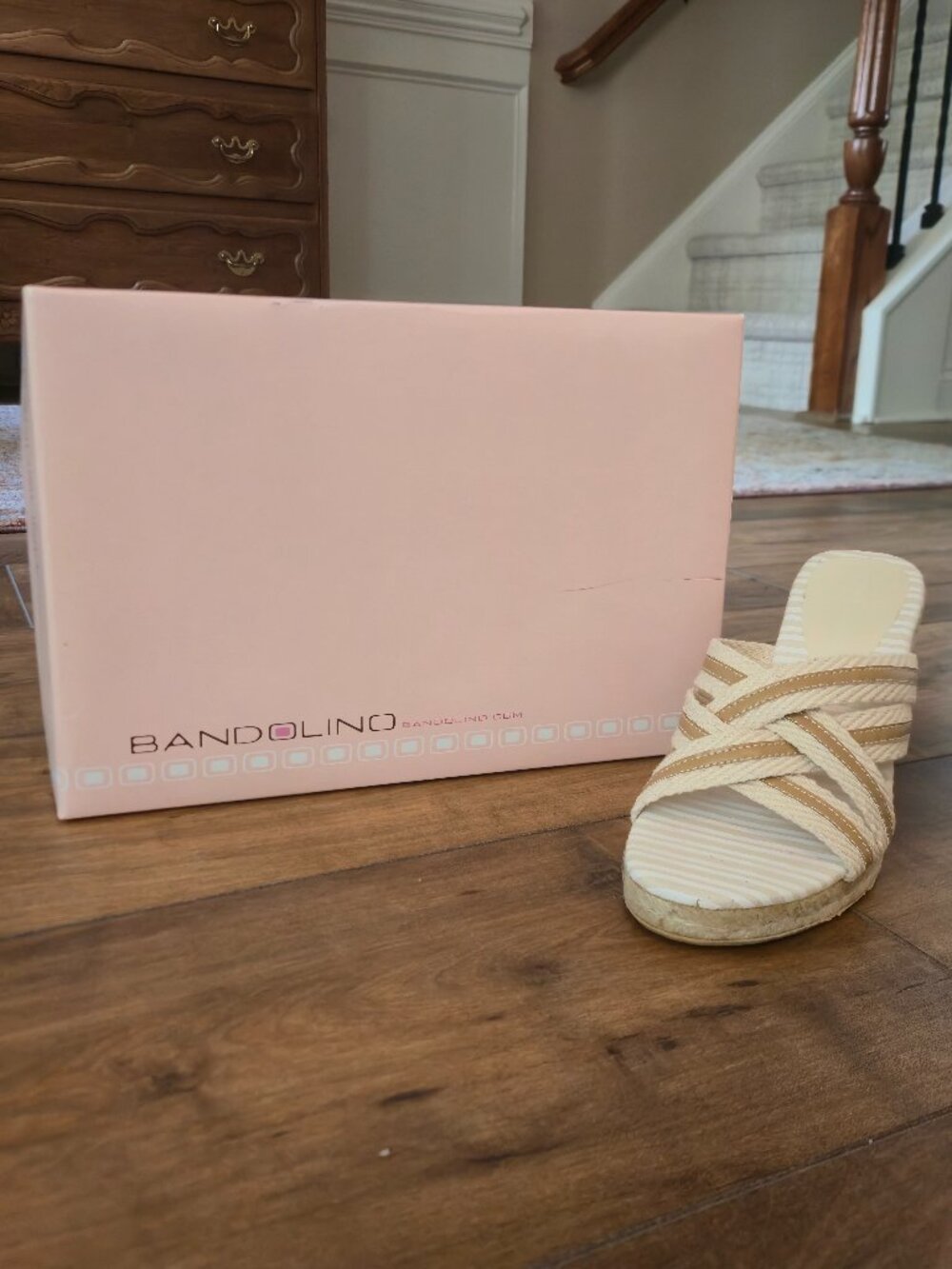 Bandolino Raffia Espadrille Wedge Slide Sandals